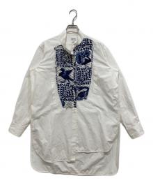 LOEWE（ロエベ）の古着「アシンメトリーロングシャツ」｜ホワイト×ネイビー