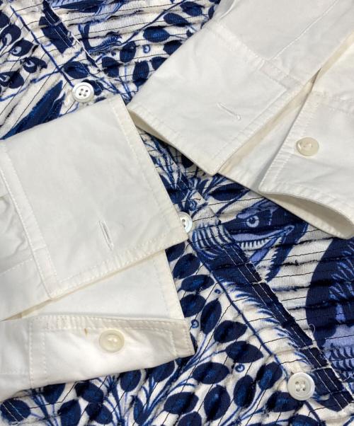 LOEWE（ロエベ）LOEWE (ロエベ) アシンメトリーロングシャツ ホワイト×ネイビー サイズ:Mの古着・服飾アイテム