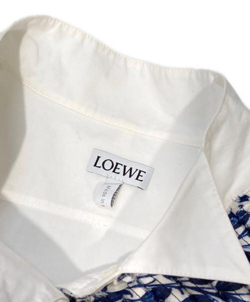 LOEWE（ロエベ）LOEWE (ロエベ) アシンメトリーロングシャツ ホワイト×ネイビー サイズ:Mの古着・服飾アイテム