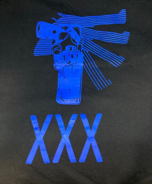 GOD SELECTION XXX（ゴッドセレクショントリプルエックス）GOD SELECTION XXX (ゴッドセレクショントリプルエックス) プリントカットソー ブラック×ブルー サイズ:Lの古着・服飾アイテム