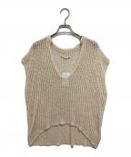 SHENERYシーナリー）の古着「透かし編みVネックニットベスト」｜ベージュ