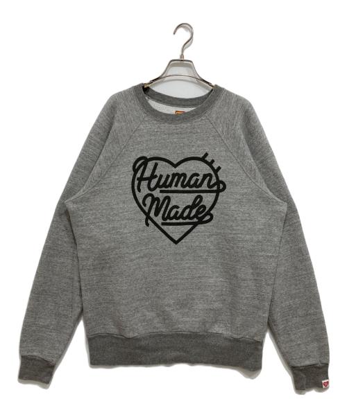 HUMAN MADE（ヒューマンメイド）HUMAN MADE (ヒューマンメイド) RAGLAN CREWNECK SWEATSHIRT グレー サイズ:XLの古着・服飾アイテム