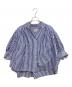 Traditional Weatherwear（トラディショナルウェザーウェア）の古着「ハイカウントコットンストライプギャザースタンドカラーシャツ」｜ブルー
