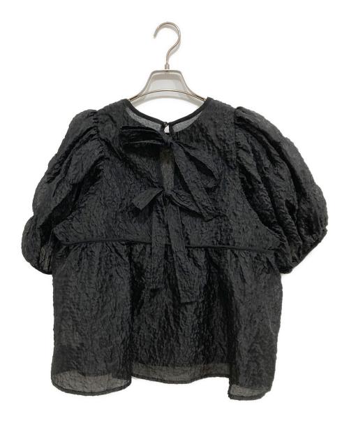 machatt（マチャット）machatt (マチャット) シアー ジャガードトップス ブラック サイズ:Freeの古着・服飾アイテム