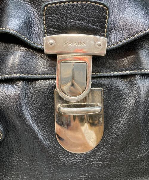 PRADA（プラダ）PRADA (プラダ) レザーハンドバッグ ブラックの古着・服飾アイテム