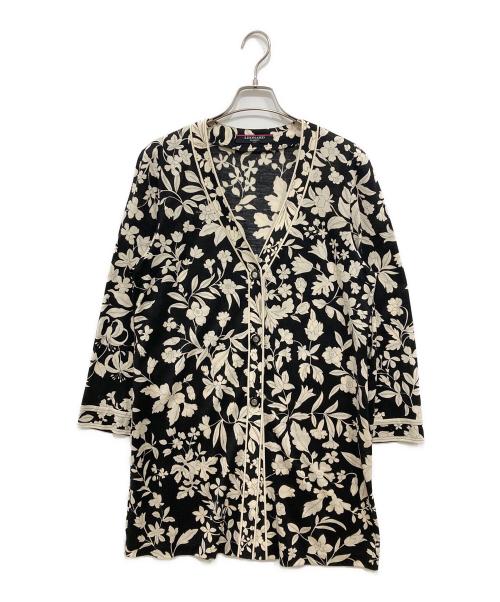 LEONARD FASHION（レオナールファッション）LEONARD FASHION (レオナールファッション) ウール混花柄ワンピース ブラック×ベージュ サイズ:LLの古着・服飾アイテム