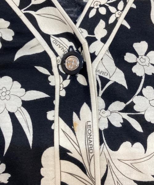 LEONARD FASHION（レオナールファッション）LEONARD FASHION (レオナールファッション) ウール混花柄ワンピース ブラック×ベージュ サイズ:LLの古着・服飾アイテム