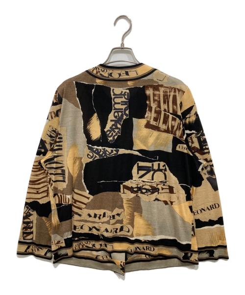 LEONARD FASHION（レオナールファッション）LEONARD FASHION (レオナールファッション) 総柄カーディガン ベージュ サイズ:LLの古着・服飾アイテム