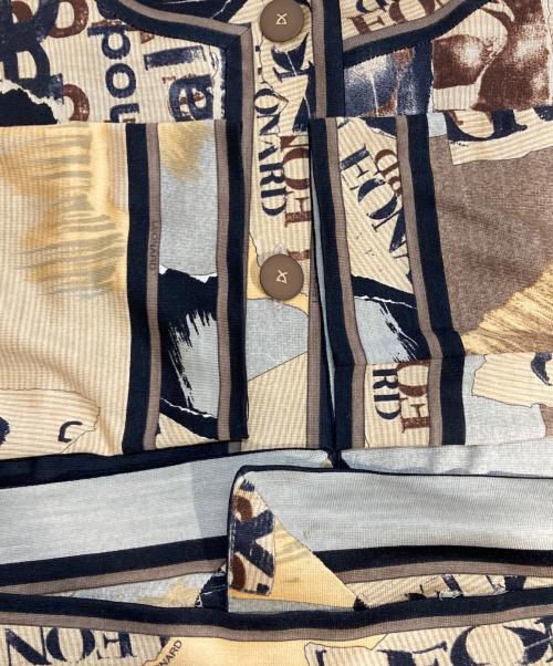 LEONARD FASHION（レオナールファッション）LEONARD FASHION (レオナールファッション) 総柄カーディガン ベージュ サイズ:LLの古着・服飾アイテム