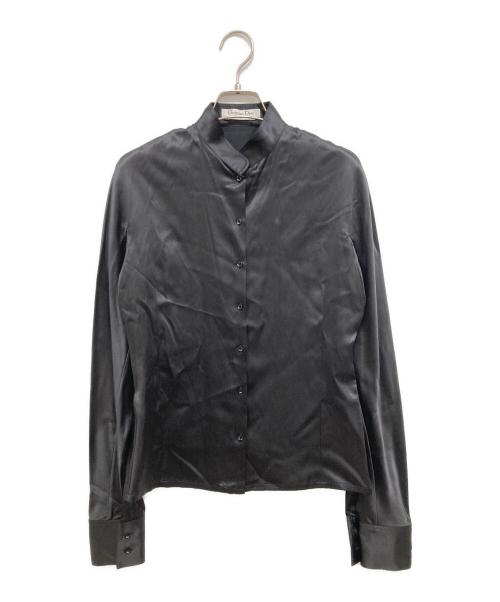 Christian Dior BOUTIQUE（クリスチャン ディオールブティック）Christian Dior BOUTIQUE (クリスチャン ディオールブティック) シルク混サテンシャツ ブラック サイズ:Lの古着・服飾アイテム