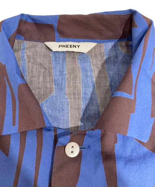 PHEENY（フィーニー）PHEENY (フィーニー) PRINT TYPEWRITER PAJAMAS SHIRT ブルー×ブラウン サイズ:Freeの古着・服飾アイテム