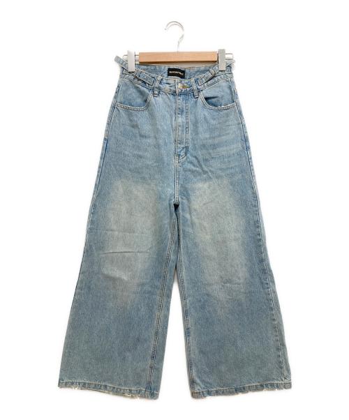 masonprince（メゾンプリンス）MASONPRINCE (メゾンプリンス) サイドベルトワイドフレアデニムパンツ ブルー サイズ:Sの古着・服飾アイテム
