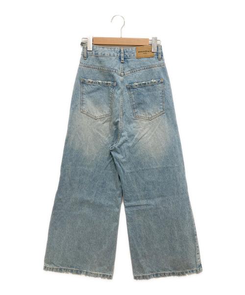 masonprince（メゾンプリンス）MASONPRINCE (メゾンプリンス) サイドベルトワイドフレアデニムパンツ ブルー サイズ:Sの古着・服飾アイテム