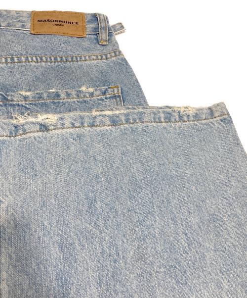masonprince（メゾンプリンス）MASONPRINCE (メゾンプリンス) サイドベルトワイドフレアデニムパンツ ブルー サイズ:Sの古着・服飾アイテム