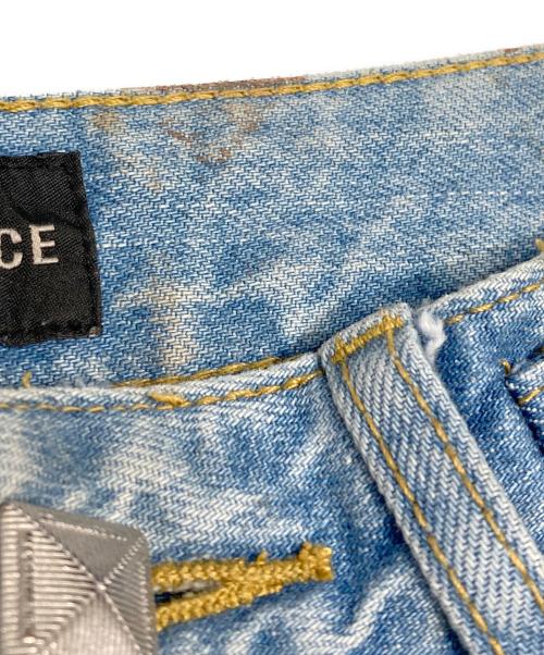 masonprince（メゾンプリンス）MASONPRINCE (メゾンプリンス) サイドベルトワイドフレアデニムパンツ ブルー サイズ:Sの古着・服飾アイテム