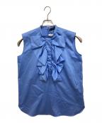 YOKO CHANヨーコチャン）の古着「ボリュームラッフルコットンブラウス」｜ブルー