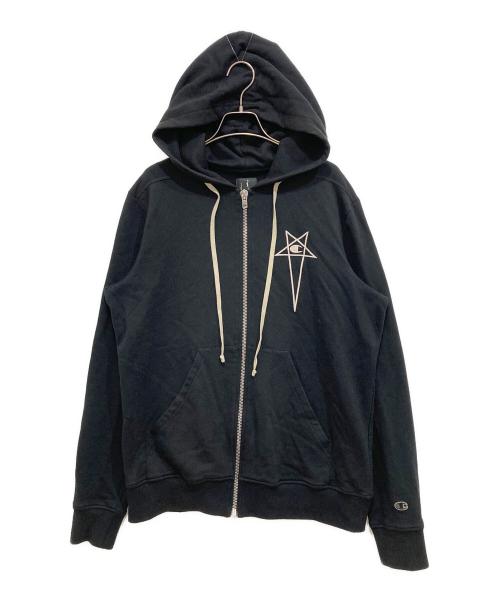 RICK OWENS（リックオウエンス）RICK OWENS (リックオウエンス) Champion (チャンピオン) ジップパーカー ブラック サイズ:Lの古着・服飾アイテム