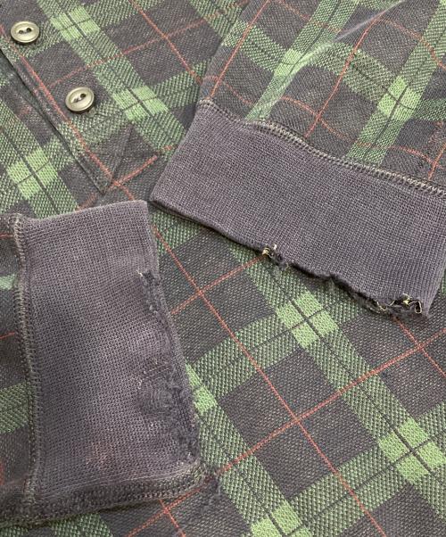 Eddie Bauer（エディーバウアー）Eddie Bauer (エディーバウアー) 長袖チェック柄ヘンリーネックニット ネイビー サイズ:Lの古着・服飾アイテム