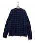 Eddie Bauer (エディーバウアー) 長袖チェック柄ヘンリーネックニット ネイビー サイズ:L：4000円