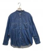 orSlowオアスロウ）の古着「DENIM STAND COLLAR LONG LEEVE SHIRT」｜インディゴ