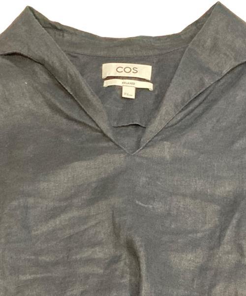 COS（コス）COS (コス) スキッパーリネンシャツ ネイビー サイズ:Mの古着・服飾アイテム