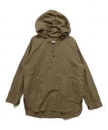 HTS（エイチティーエス）の古着「60s COTTON POPLIN OVERDYE HOODED PULLOVER SHIRT」｜カーキ