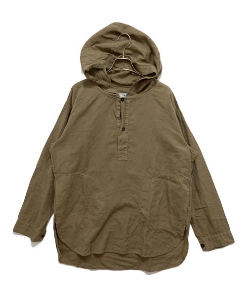 HTS（エイチティーエス）HTS (エイチティーエス) 60s COTTON POPLIN OVERDYE HOODED PULLOVER SHIRT カーキ サイズ:Lの古着・服飾アイテム