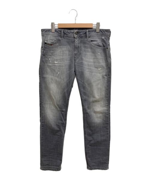 DIESEL（ディーゼル）DIESEL (ディーゼル) ダメージ加工デニムパンツ グレー サイズ:86cm(W34)の古着・服飾アイテム
