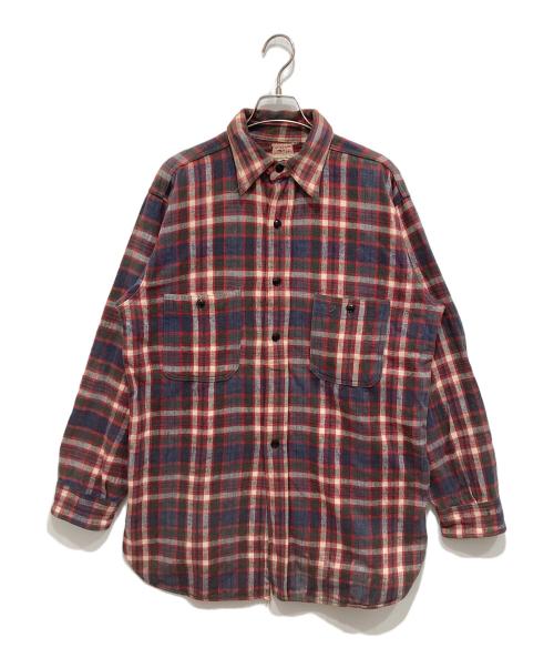 Pilgrim（ピルグリム）Pilgrim (ピルグリム) ヴィンテージヘビーネルシャツ レッド×ネイビー サイズ:XXL相当の古着・服飾アイテム