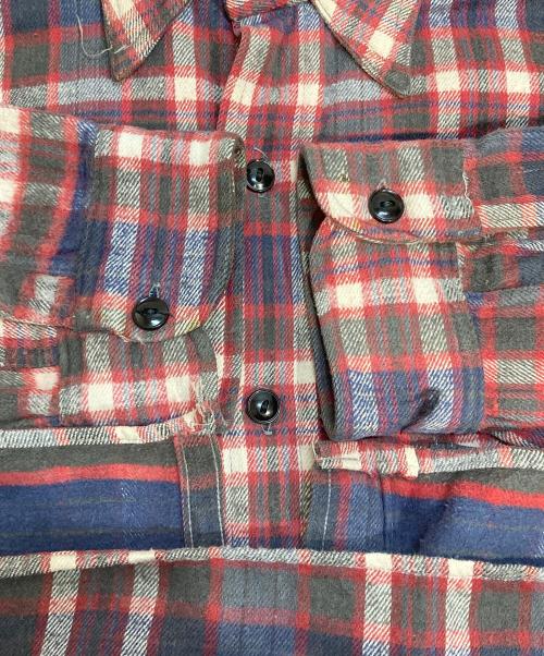 Pilgrim（ピルグリム）Pilgrim (ピルグリム) ヴィンテージヘビーネルシャツ レッド×ネイビー サイズ:XXL相当の古着・服飾アイテム