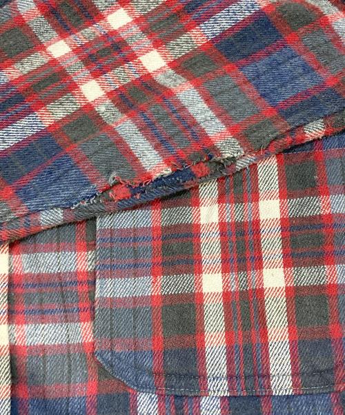 Pilgrim（ピルグリム）Pilgrim (ピルグリム) ヴィンテージヘビーネルシャツ レッド×ネイビー サイズ:XXL相当の古着・服飾アイテム