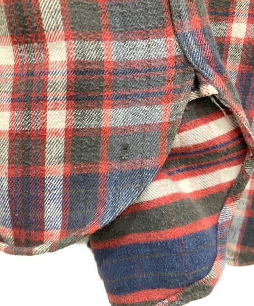 Pilgrim（ピルグリム）Pilgrim (ピルグリム) ヴィンテージヘビーネルシャツ レッド×ネイビー サイズ:XXL相当の古着・服飾アイテム