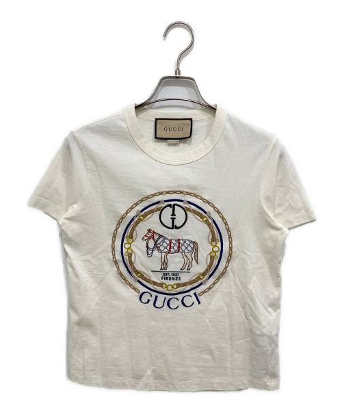 GUCCI（グッチ）GUCCI (グッチ) インターロッキングG コットンジャージー Tシャツ オフホワイト サイズ:Sの古着・服飾アイテム