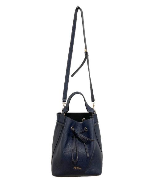 FURLA（フルラ）FURLA (フルラ) 2WAY 巾着 ショルダーバッグ ネイビーの古着・服飾アイテム