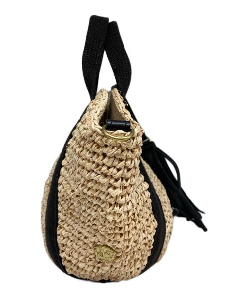 VIOLAd'ORO（ヴィオラドーロ）VIOLAd'ORO (ヴィオラドーロ) 2WAYカゴバッグ ベージュ×ブラックの古着・服飾アイテム