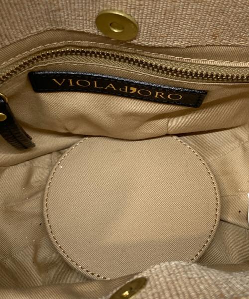 VIOLAd'ORO（ヴィオラドーロ）VIOLAd'ORO (ヴィオラドーロ) 2WAYカゴバッグ ベージュ×ブラックの古着・服飾アイテム