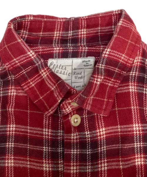 Porter Classic（ポータークラシック）Porter Classic (ポータークラシック) 「WIND FOR MIND」ロングネルシャツ レッド サイズ:Sの古着・服飾アイテム