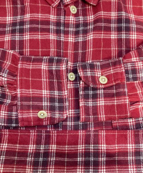 Porter Classic（ポータークラシック）Porter Classic (ポータークラシック) 「WIND FOR MIND」ロングネルシャツ レッド サイズ:Sの古着・服飾アイテム