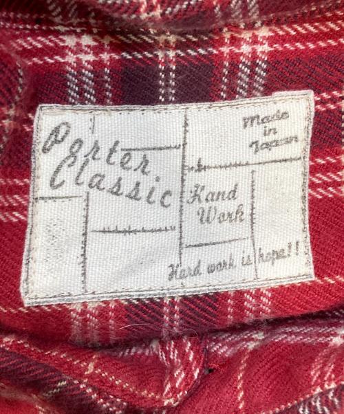 Porter Classic（ポータークラシック）Porter Classic (ポータークラシック) 「WIND FOR MIND」ロングネルシャツ レッド サイズ:Sの古着・服飾アイテム