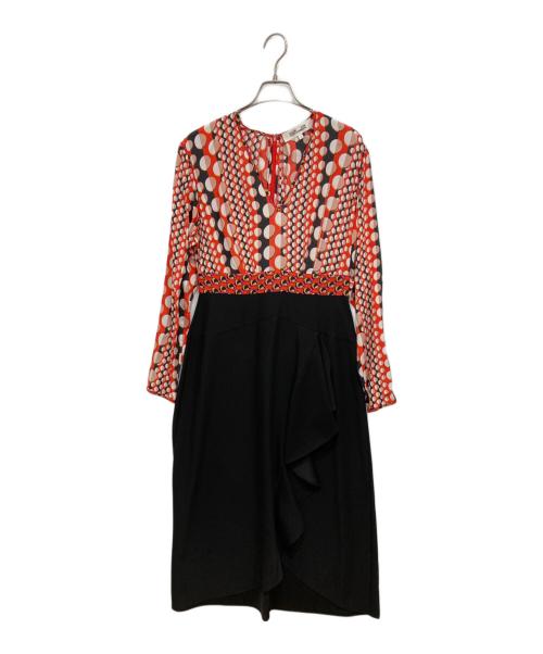 DIANE VON FURSTENBERG（ダイアンフォンファステンバーグ）DIANE VON FURSTENBERG (ダイアンフォンファステンバーグ) ドッキングワンピース オレンジ×ブラック サイズ:Ｍの古着・服飾アイテム