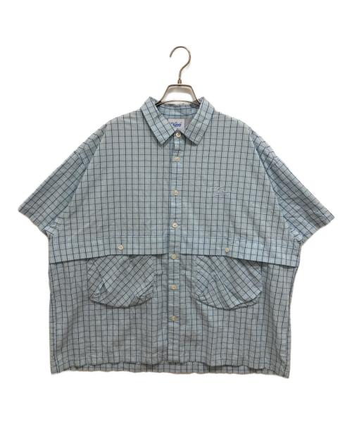 KEBOZ（ケボズ）KEBOZ (ケボズ) CHECK S/S BALL SHIRT ブルー サイズ:Sの古着・服飾アイテム