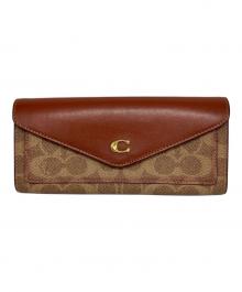 COACH（コーチ）の古着「ウィン ソフト ウォレット カラーブロック シグネチャー キャンバス」｜ブラウン