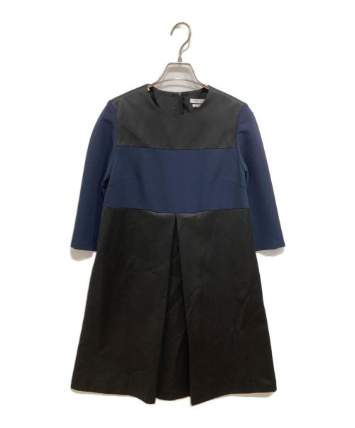 FOXEY NEWYORK（フォクシーニューヨーク）FOXEY NEWYORK (フォクシーニューヨーク) 異素材ワンピース ネイビー サイズ:Mの古着・服飾アイテム