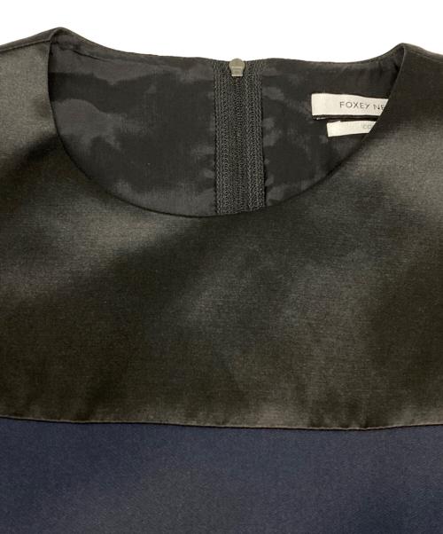 FOXEY NEWYORK（フォクシーニューヨーク）FOXEY NEWYORK (フォクシーニューヨーク) 異素材ワンピース ネイビー サイズ:Mの古着・服飾アイテム