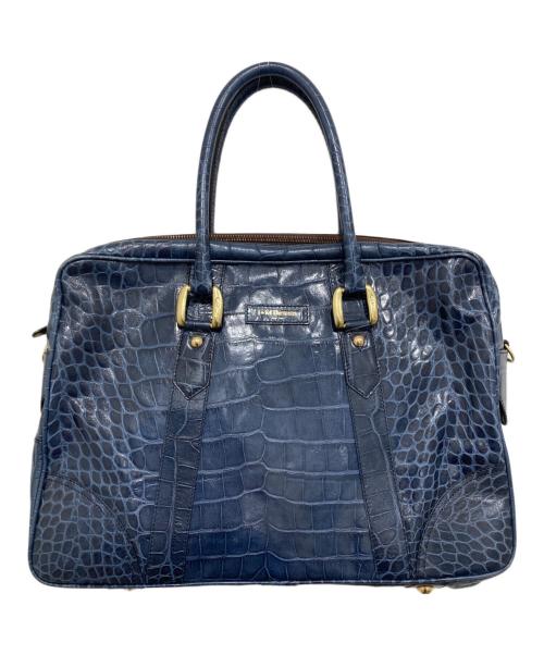 J&M DAVIDSON（ジェイ＆エム デヴィッドソン）J&M DAVIDSON (ジェイ＆エム デヴィッドソン) クロコ型押し2WAYトートバッグ ブルーの古着・服飾アイテム