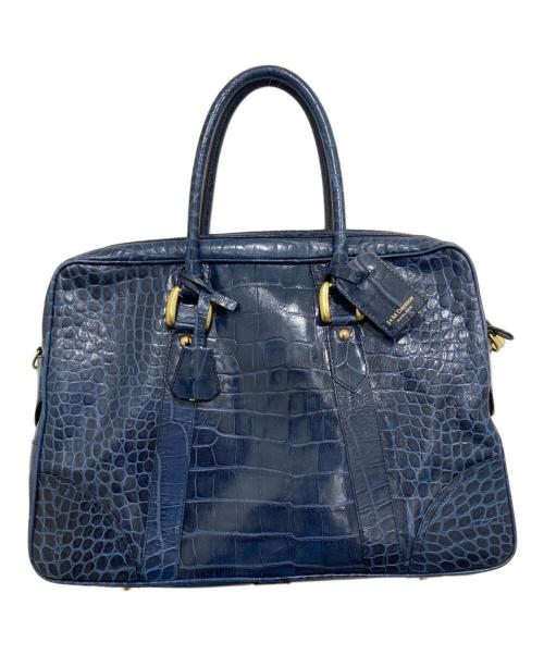 J&M DAVIDSON（ジェイ＆エム デヴィッドソン）J&M DAVIDSON (ジェイ＆エム デヴィッドソン) クロコ型押し2WAYトートバッグ ブルーの古着・服飾アイテム