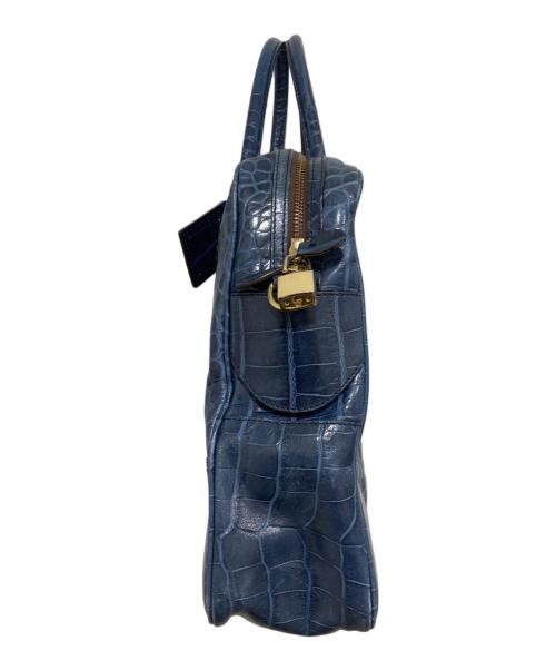 J&M DAVIDSON（ジェイ＆エム デヴィッドソン）J&M DAVIDSON (ジェイ＆エム デヴィッドソン) クロコ型押し2WAYトートバッグ ブルーの古着・服飾アイテム