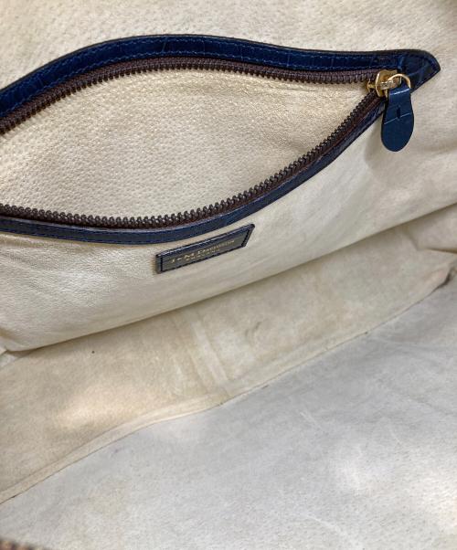 J&M DAVIDSON（ジェイ＆エム デヴィッドソン）J&M DAVIDSON (ジェイ＆エム デヴィッドソン) クロコ型押し2WAYトートバッグ ブルーの古着・服飾アイテム