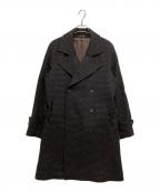 RING JACKETリングジャケット）の古着「ハウンドトゥース シルク/リネン混ウール トレンチ コート」｜ブラック