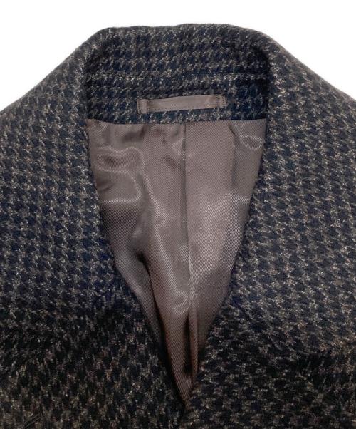 RING JACKET（リングジャケット）RING JACKET (リングヂャケット) ハウンドトゥース シルク/リネン混ウール トレンチ コート ブラック サイズ:44の古着・服飾アイテム